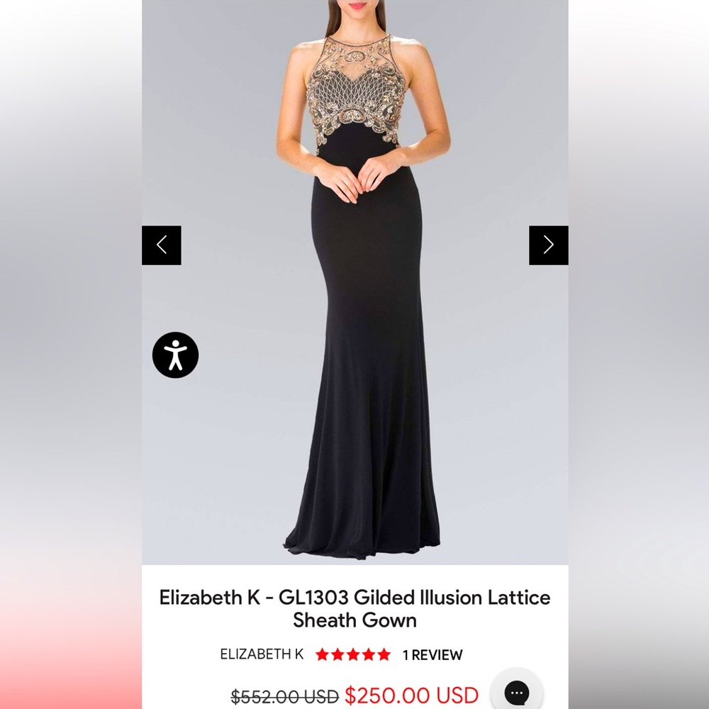 Floor Length Dress with Jewel Embellished Sheer Bodice and Back